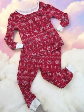 *1264 woven Christmas reindeer 2pc pajama set 18 months